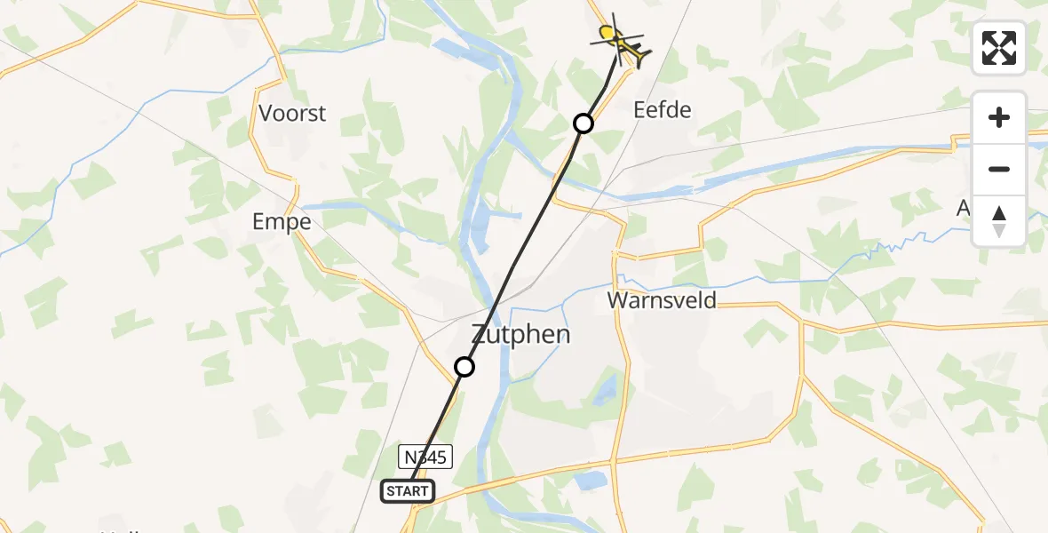 Routekaart van de vlucht: Lifeliner 3 naar Eefde