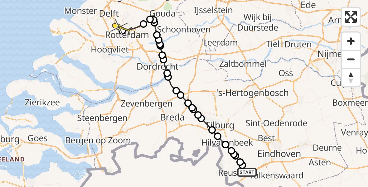 Routekaart van de vlucht: Lifeliner 2 naar Rotterdam The Hague Airport