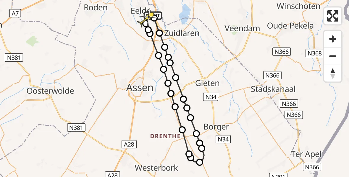 Routekaart van de vlucht: Lifeliner 4 naar Groningen Airport Eelde