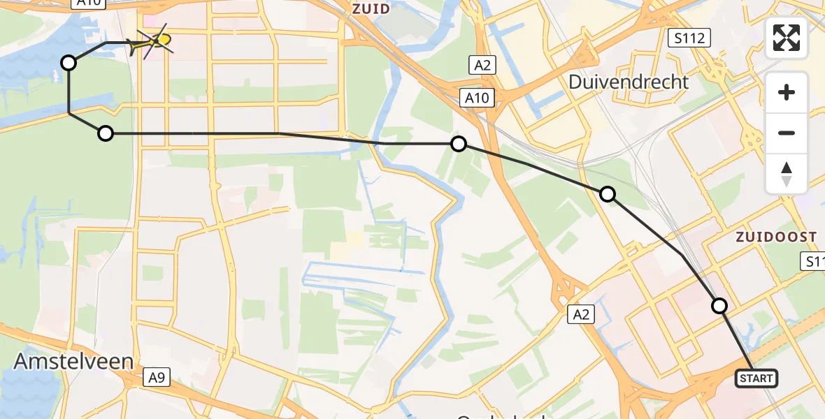 Routekaart van de vlucht: Lifeliner 1 naar VU Medisch Centrum Amsterdam