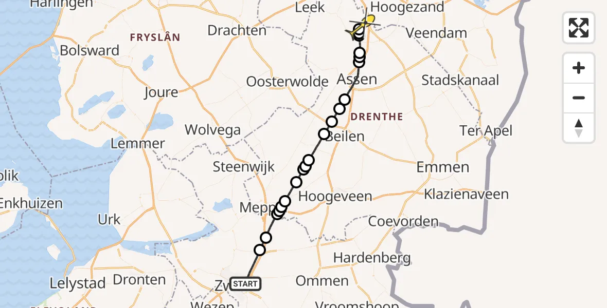 Routekaart van de vlucht: Lifeliner 4 naar Groningen Airport Eelde