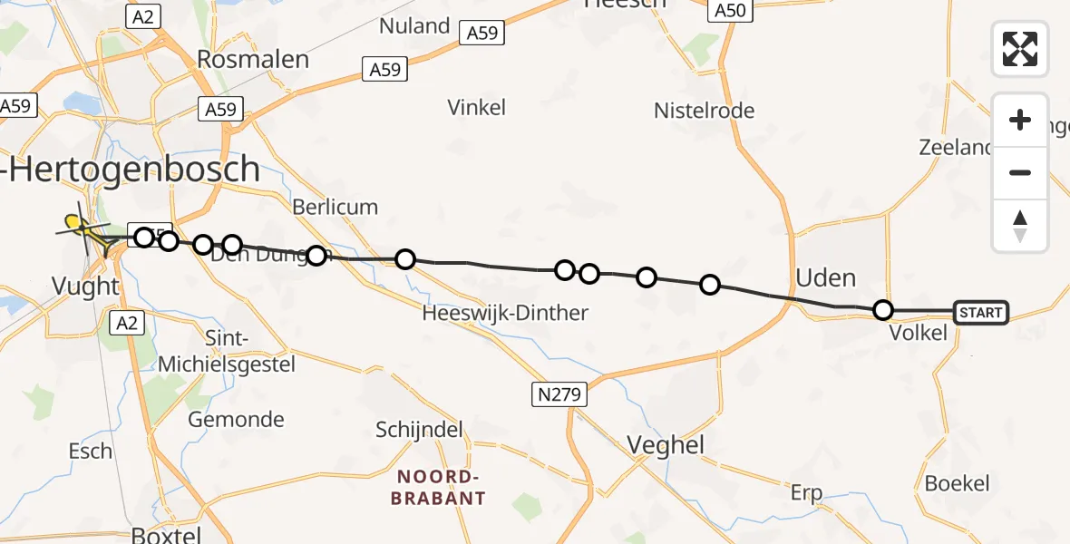 Routekaart van de vlucht: Lifeliner 3 naar Vught