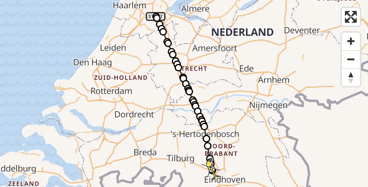 Routekaart van de vlucht: Lifeliner 1 naar Best