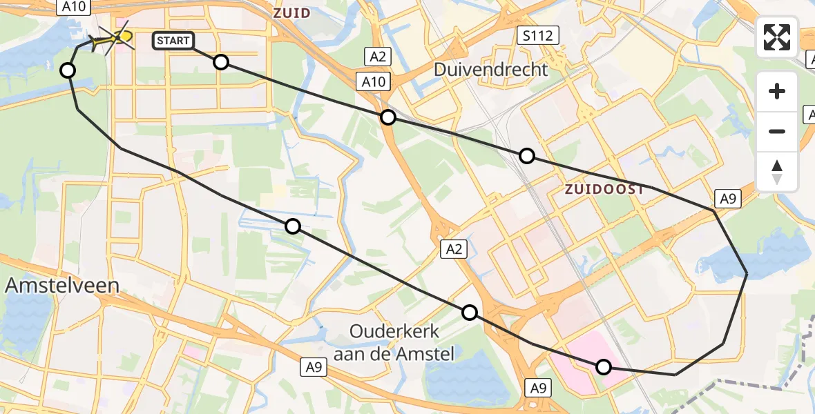 Routekaart van de vlucht: Lifeliner 1 naar VU Medisch Centrum Amsterdam
