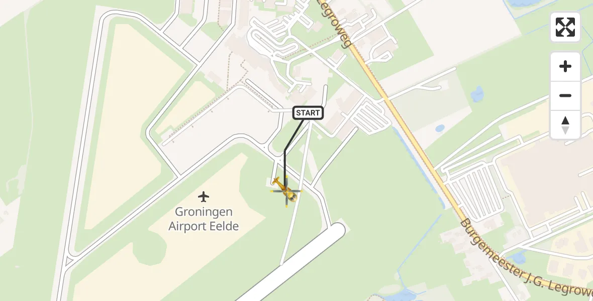 Vluchtroute Traumahelikopter Groningen Airport Eelde - Groningen Airport Eelde, 01 mei 2022, 07:05