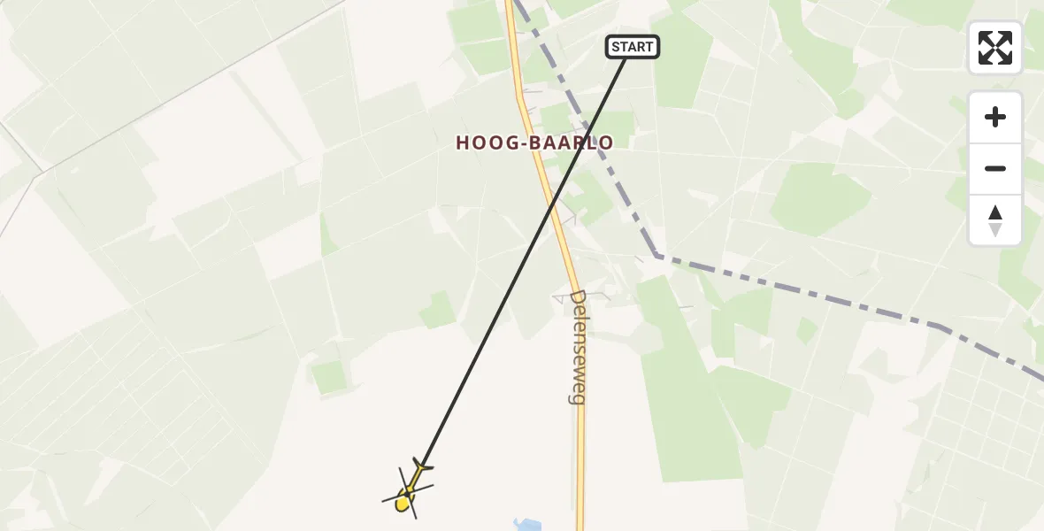 Routekaart van de vlucht: Traumahelikopter naar Deelen