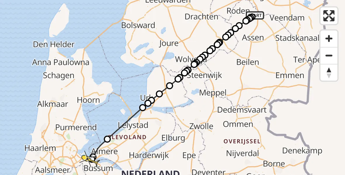 Routekaart van de vlucht: Lifeliner 4 naar Muiderberg