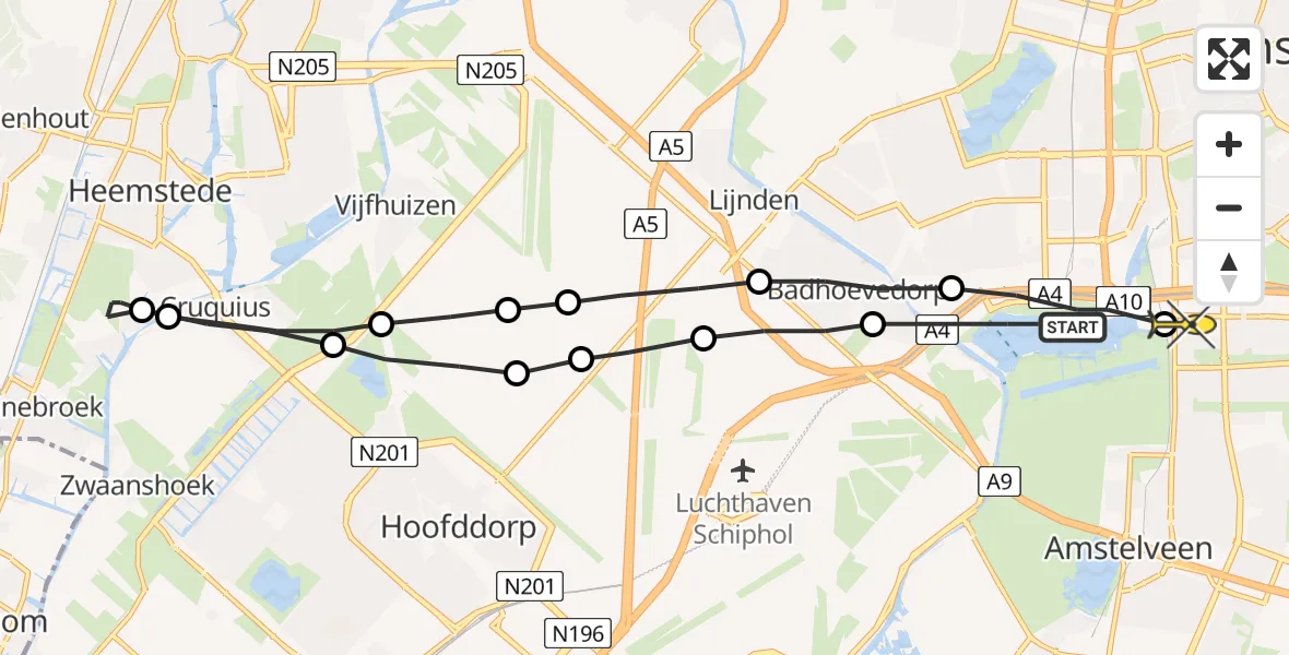 Routekaart van de vlucht: Lifeliner 1 naar VU Medisch Centrum Amsterdam