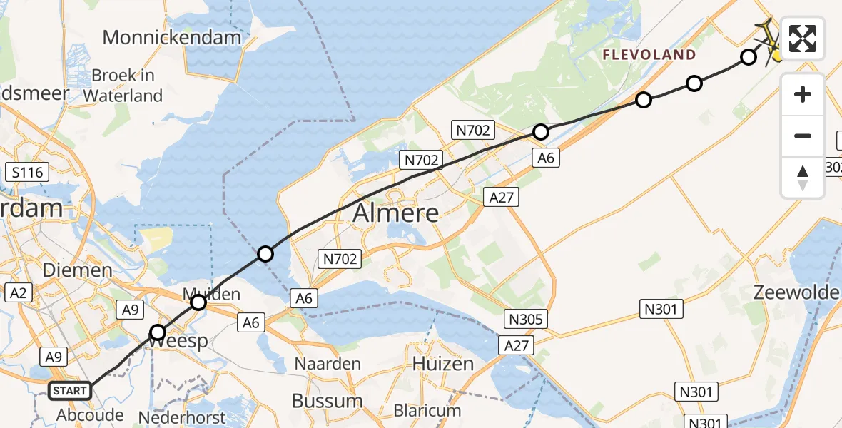 Routekaart van de vlucht: Lifeliner 4 naar Lelystad Airport