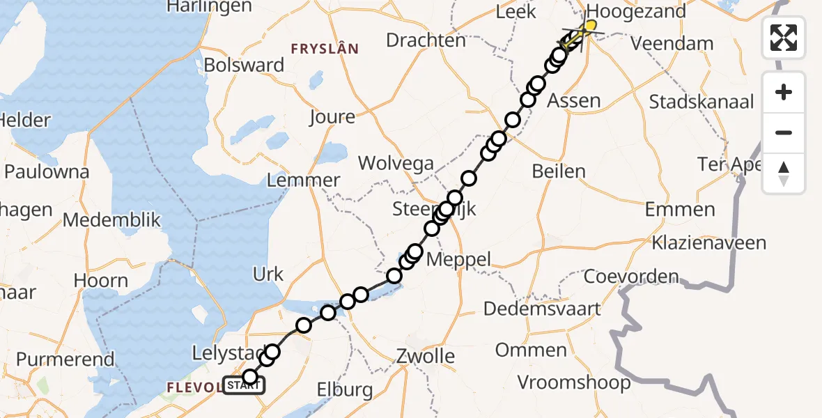 Routekaart van de vlucht: Lifeliner 4 naar Groningen Airport Eelde