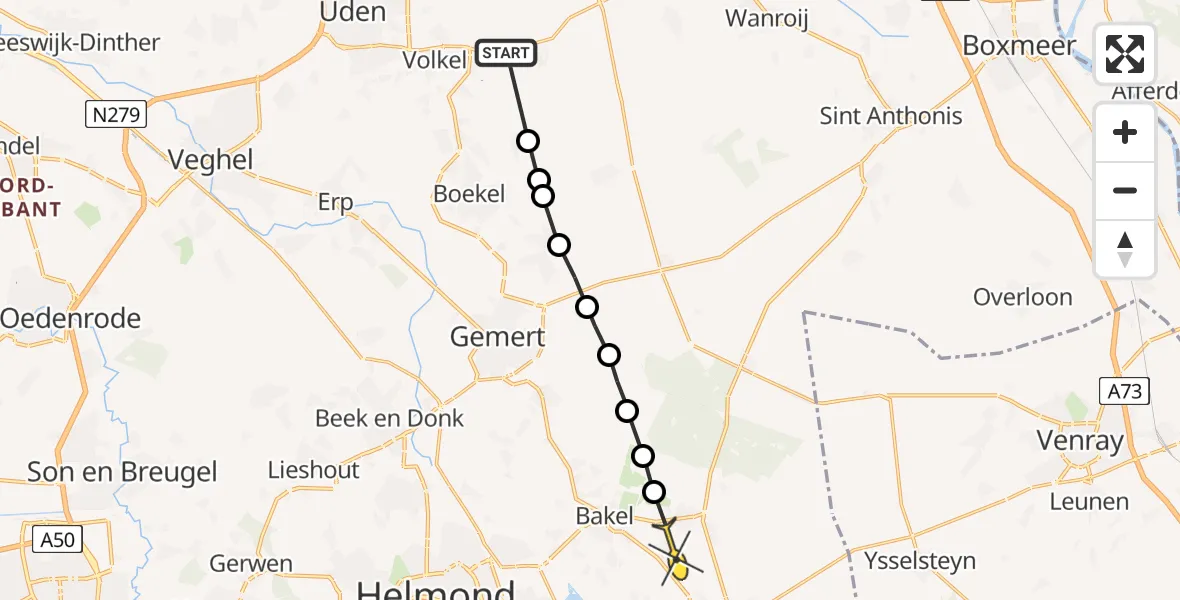 Routekaart van de vlucht: Lifeliner 3 naar Milheeze