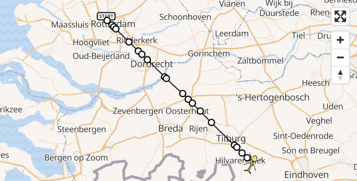Routekaart van de vlucht: Lifeliner 2 naar Diessen