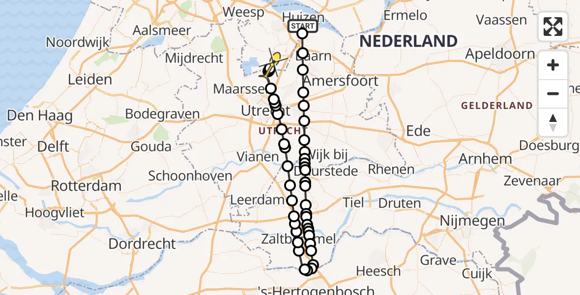 Routekaart van de vlucht: Lifeliner 1 naar Vliegveld Hilversum