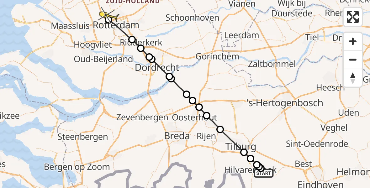 Routekaart van de vlucht: Lifeliner 2 naar Rotterdam The Hague Airport