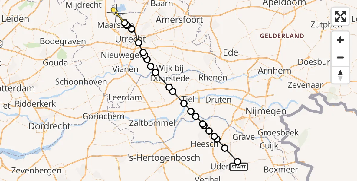 Routekaart van de vlucht: Politieheli naar Breukeleveen