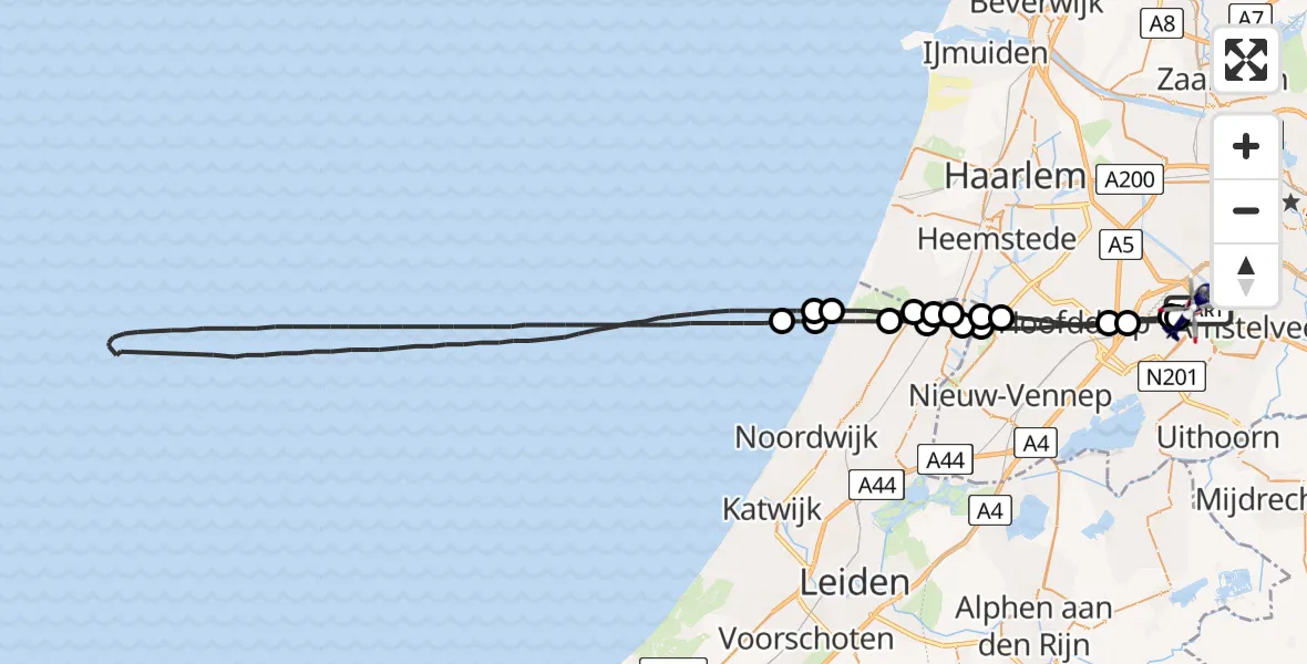 Vluchtroute Politiehelikopter van Schiphol naar Schiphol