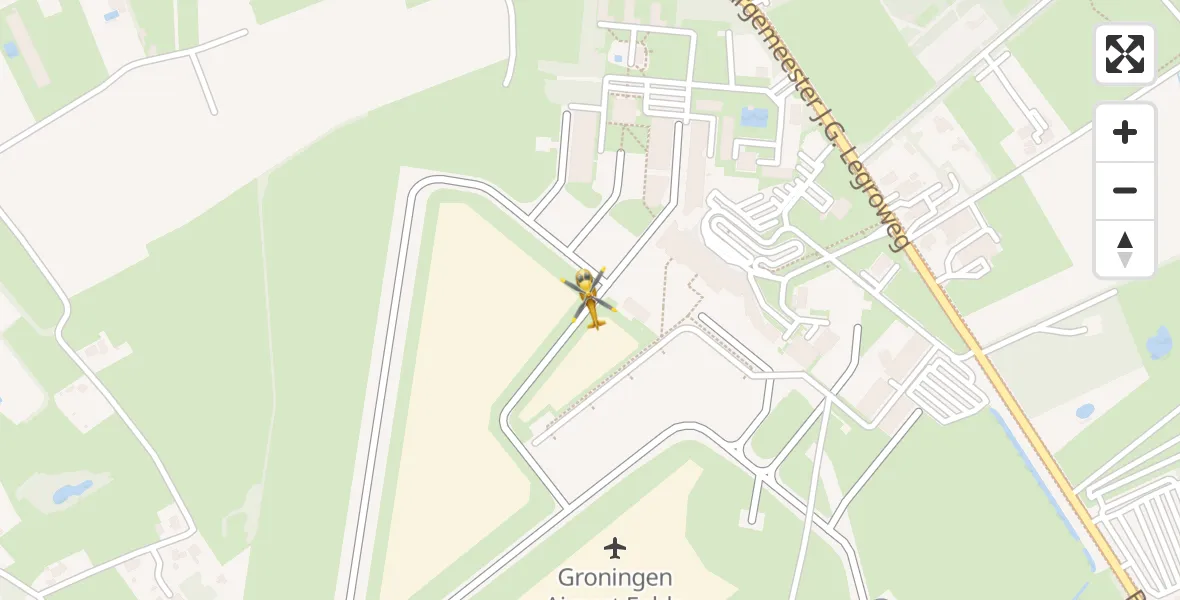 Vluchtroute Traumahelikopter Groningen Airport Eelde - Groningen Airport Eelde, 02 mei 2022, 07:49