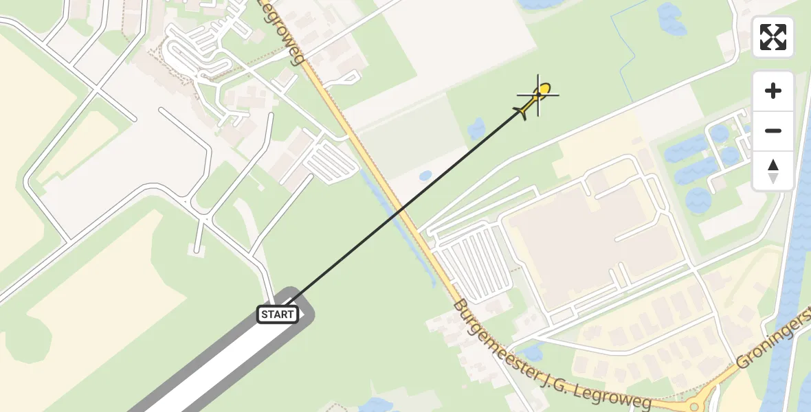 Routekaart van de vlucht: Traumahelikopter naar Eelde