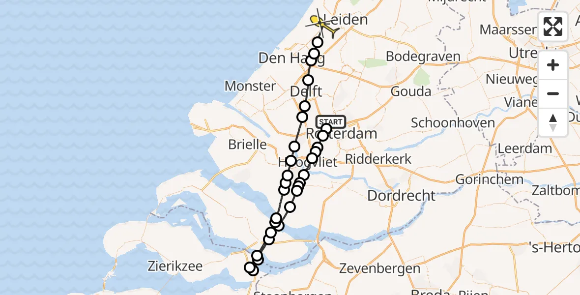 Routekaart van de vlucht: Lifeliner 2 naar Wassenaar