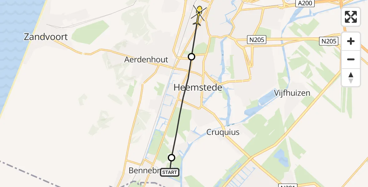 Routekaart van de vlucht: Politiehelikopter naar Haarlem