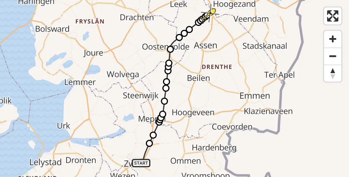 Routekaart van de vlucht: Lifeliner 4 naar Groningen Airport Eelde