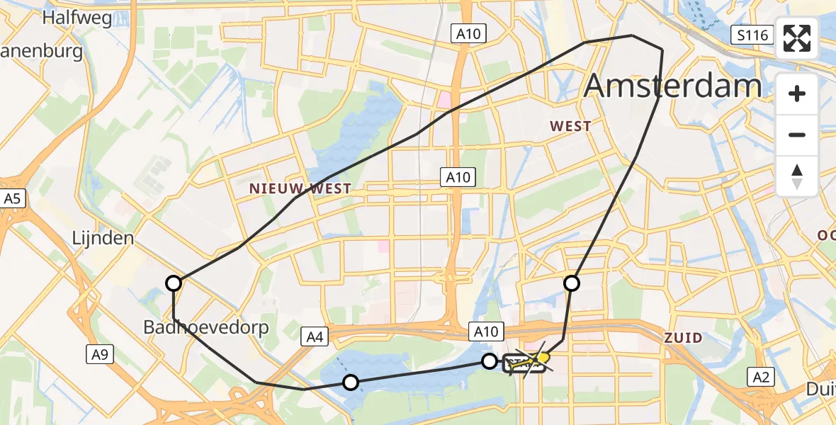 Routekaart van de vlucht: Lifeliner 1 naar VU Medisch Centrum Amsterdam