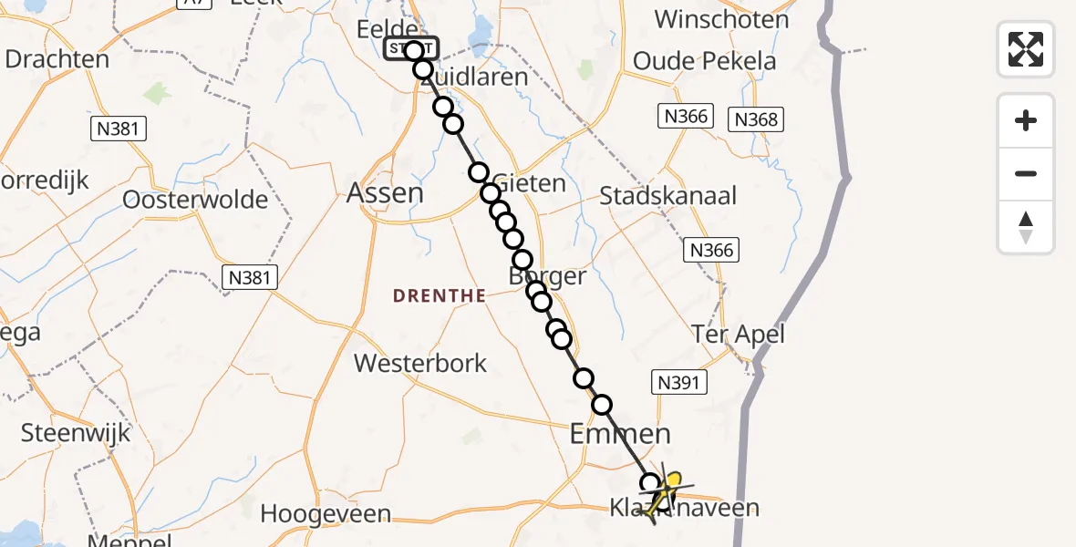 Routekaart van de vlucht: Lifeliner 4 naar Nieuw-Dordrecht