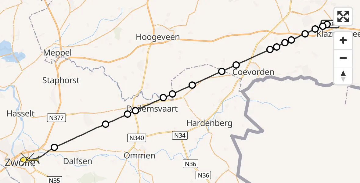 Routekaart van de vlucht: Lifeliner 4 naar Zwolle