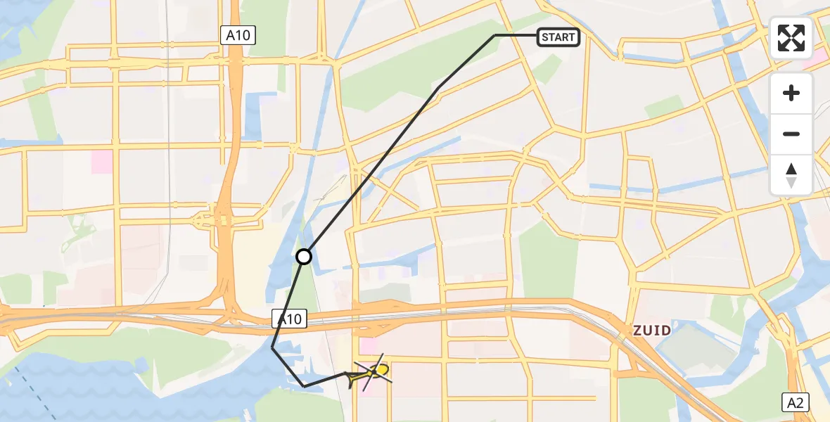 Routekaart van de vlucht: Lifeliner 1 naar VU Medisch Centrum Amsterdam