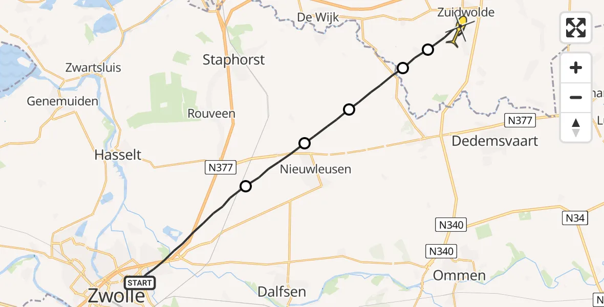 Routekaart van de vlucht: Lifeliner 4 naar Zuidwolde