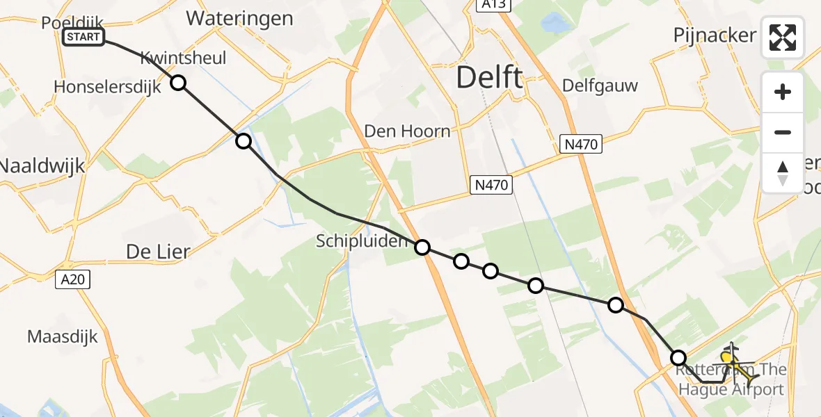 Routekaart van de vlucht: Lifeliner 2 naar Rotterdam The Hague Airport