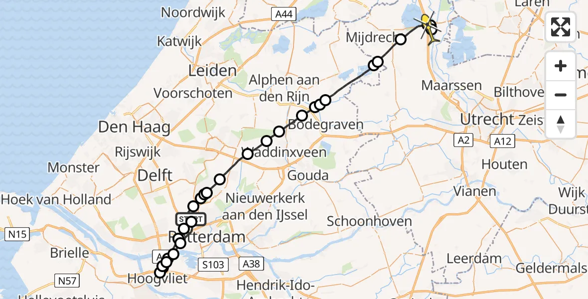 Routekaart van de vlucht: Lifeliner 2 naar Nieuwer Ter Aa