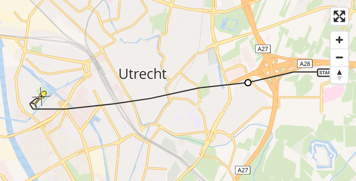 Routekaart van de vlucht: Lifeliner 1 naar Utrecht