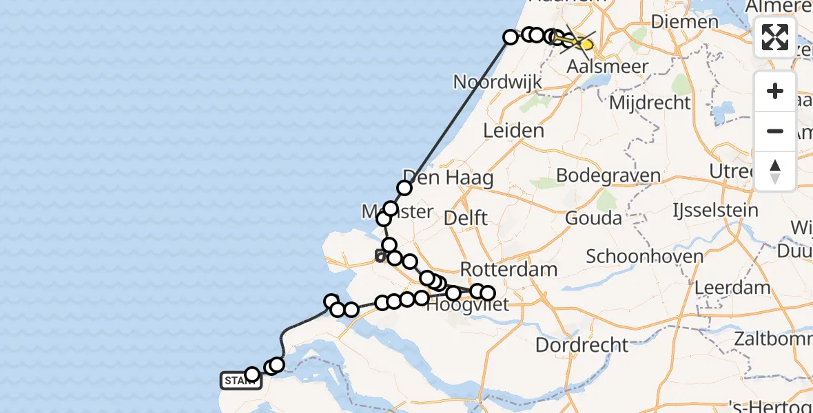 Routekaart van de vlucht: Politieheli naar Hoofddorp