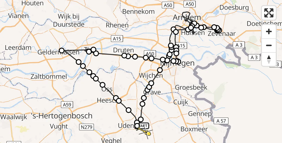 Routekaart van de vlucht: Politieheli naar Odiliapeel