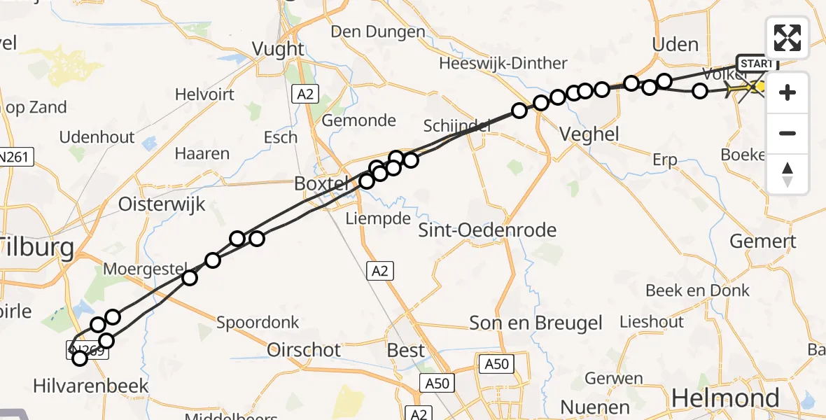 Routekaart van de vlucht: Lifeliner 3 naar Volkel