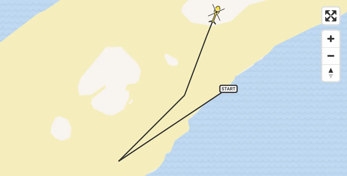 Routekaart van de vlucht: Politiehelikopter naar Vlieland