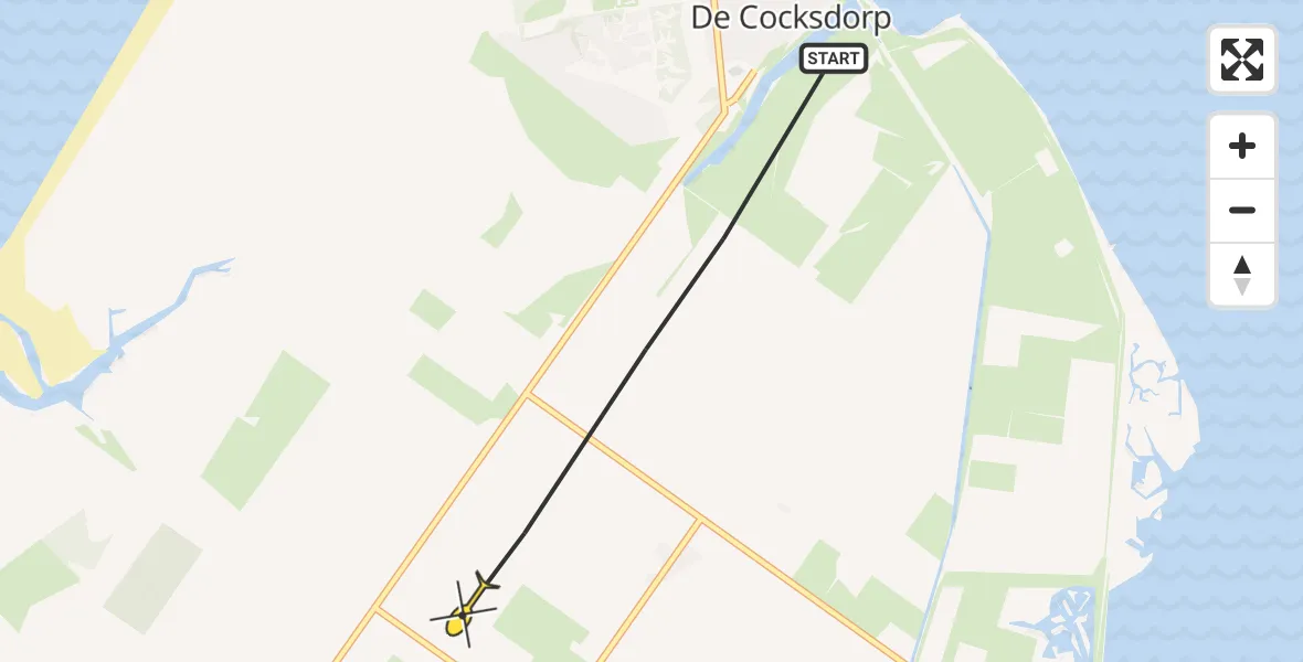 Routekaart van de vlucht: Politiehelikopter naar Texel International Airport