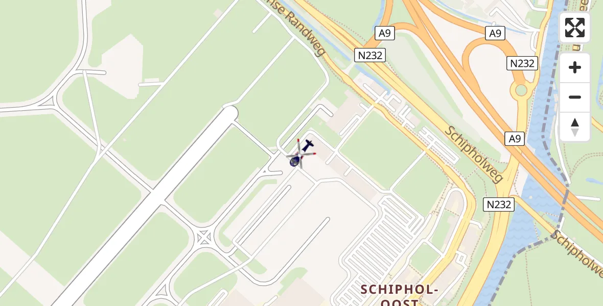 Vluchtroute Politiehelikopter van Schiphol naar Schiphol