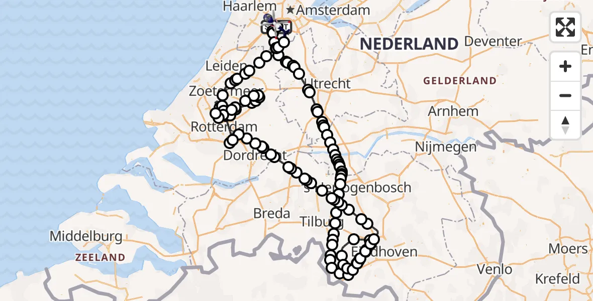 Vluchtroute Politiehelikopter van Schiphol naar Schiphol