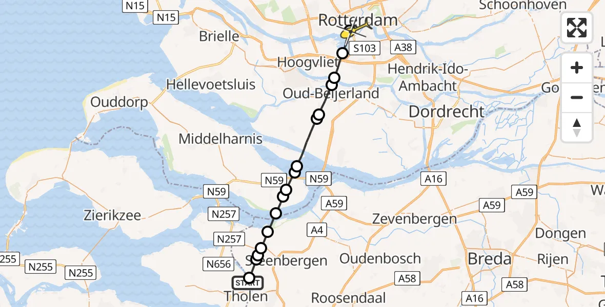 Routekaart van de vlucht: Lifeliner 2 naar Erasmus MC