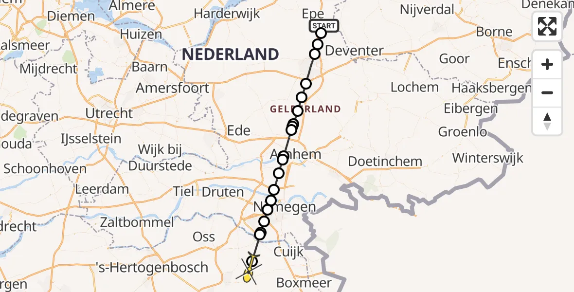 Routekaart van de vlucht: Lifeliner 3 naar Zeeland