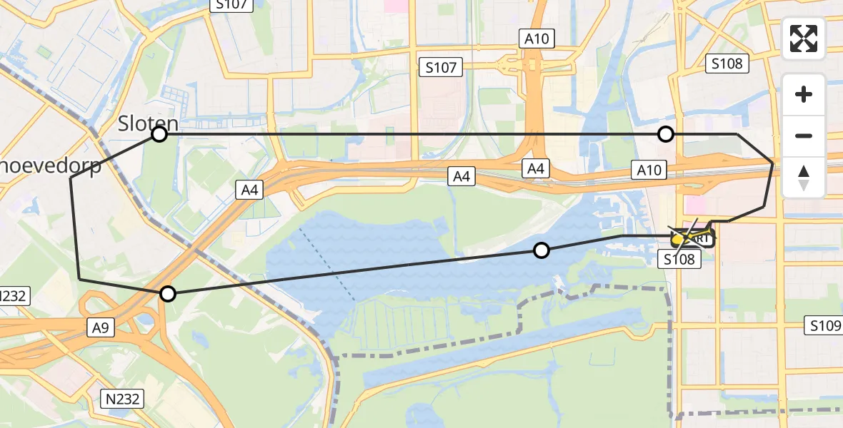 Routekaart van de vlucht: Lifeliner 1 naar VU Medisch Centrum Amsterdam