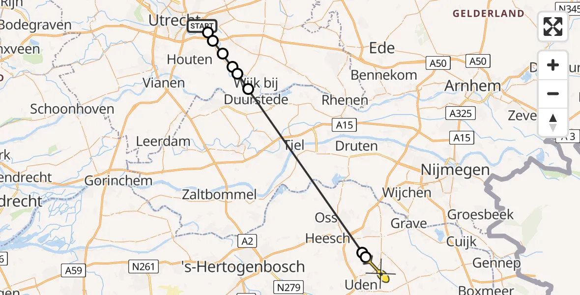 Routekaart van de vlucht: Lifeliner 3 naar Zeeland