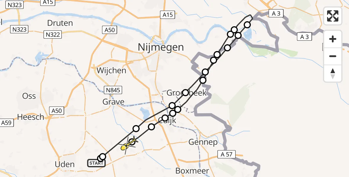 Routekaart van de vlucht: Lifeliner 3 naar Mill