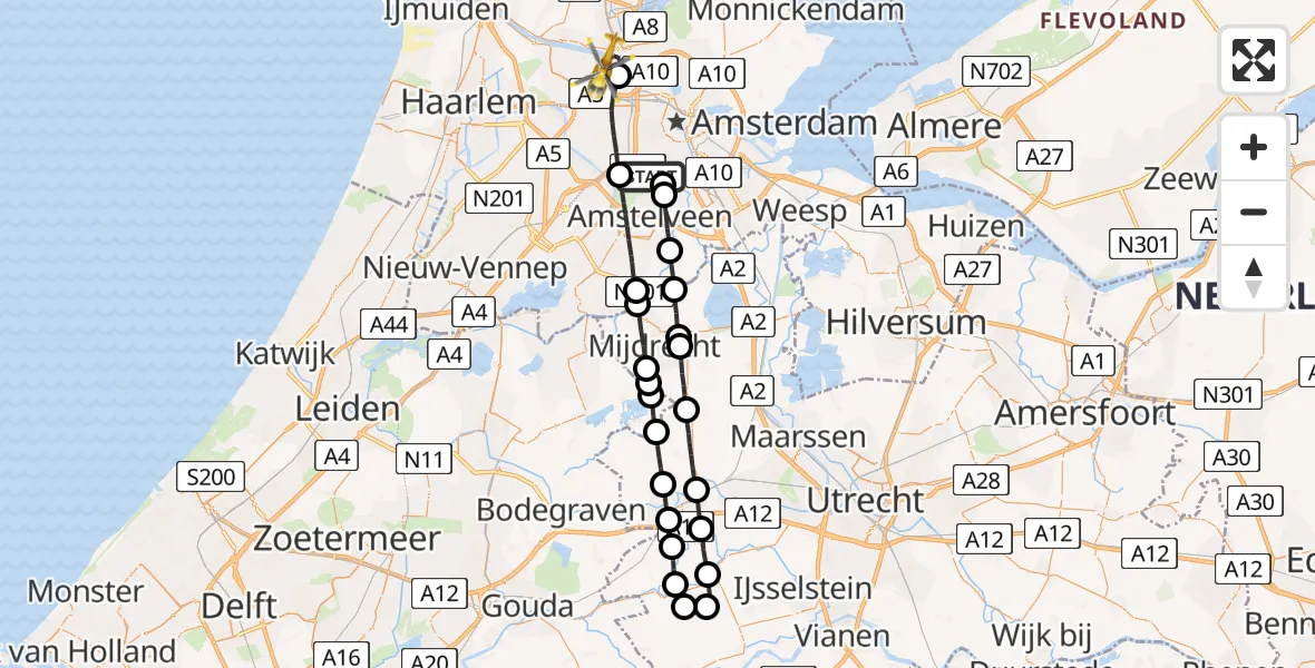 Vluchtroute Traumahelikopter VU Medisch Centrum Amsterdam - Amsterdam Heliport, 05 mei 2022, 04:10