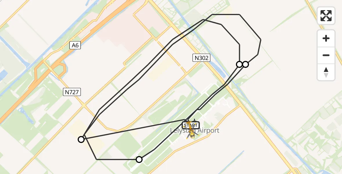 Vluchtroute Traumahelikopter Lelystad Airport - Lelystad Airport, 05 mei 2022, 07:37