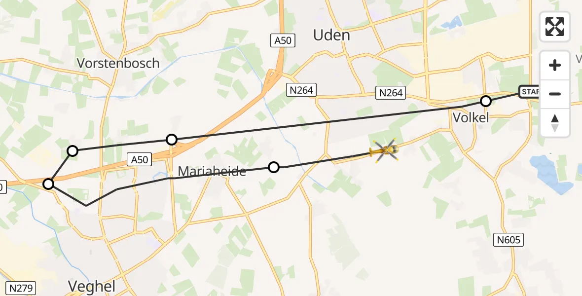 Vluchtroute Traumahelikopter Vliegbasis Volkel - Uden, 05 mei 2022, 10:44