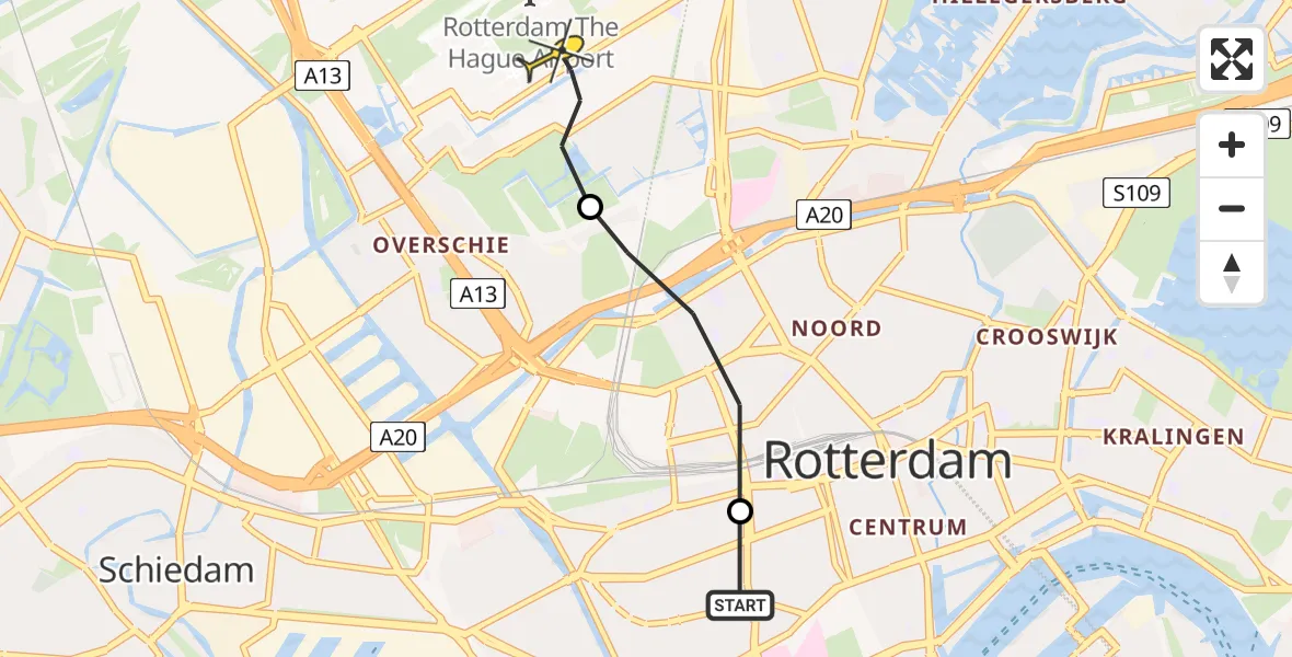Routekaart van de vlucht: Lifeliner 2 naar Rotterdam The Hague Airport