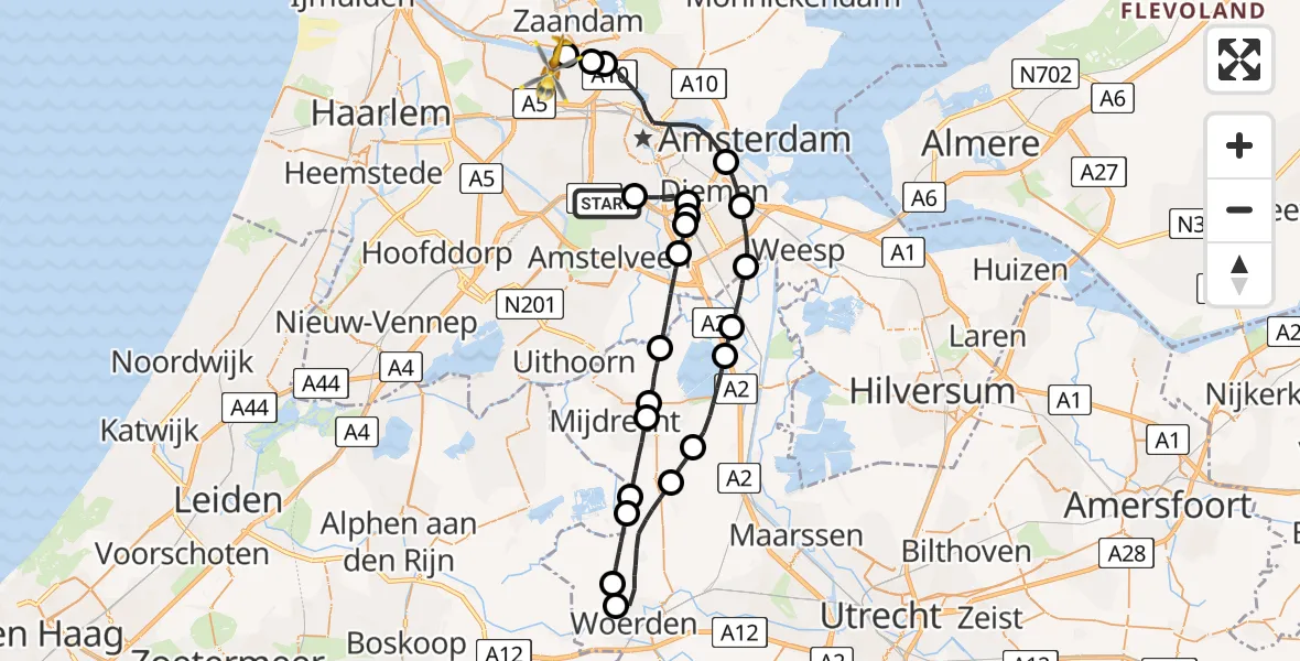 Vluchtroute Traumahelikopter VU Medisch Centrum Amsterdam - Amsterdam Heliport, 05 mei 2022, 12:05